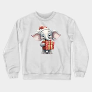 Baby Christmas Elephant With Gift Crewneck Sweatshirt